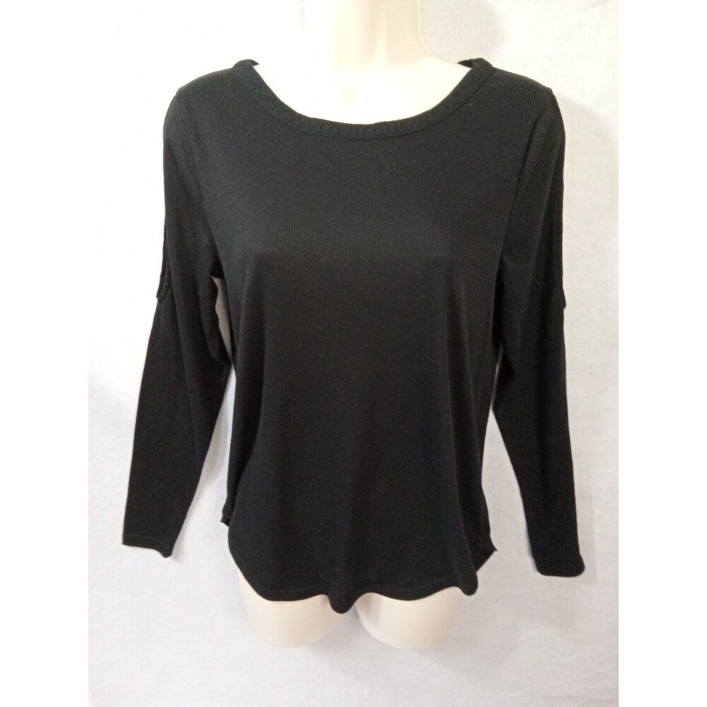Doe & Rae Women Medium  Black Split Long Sleeve round neck‎